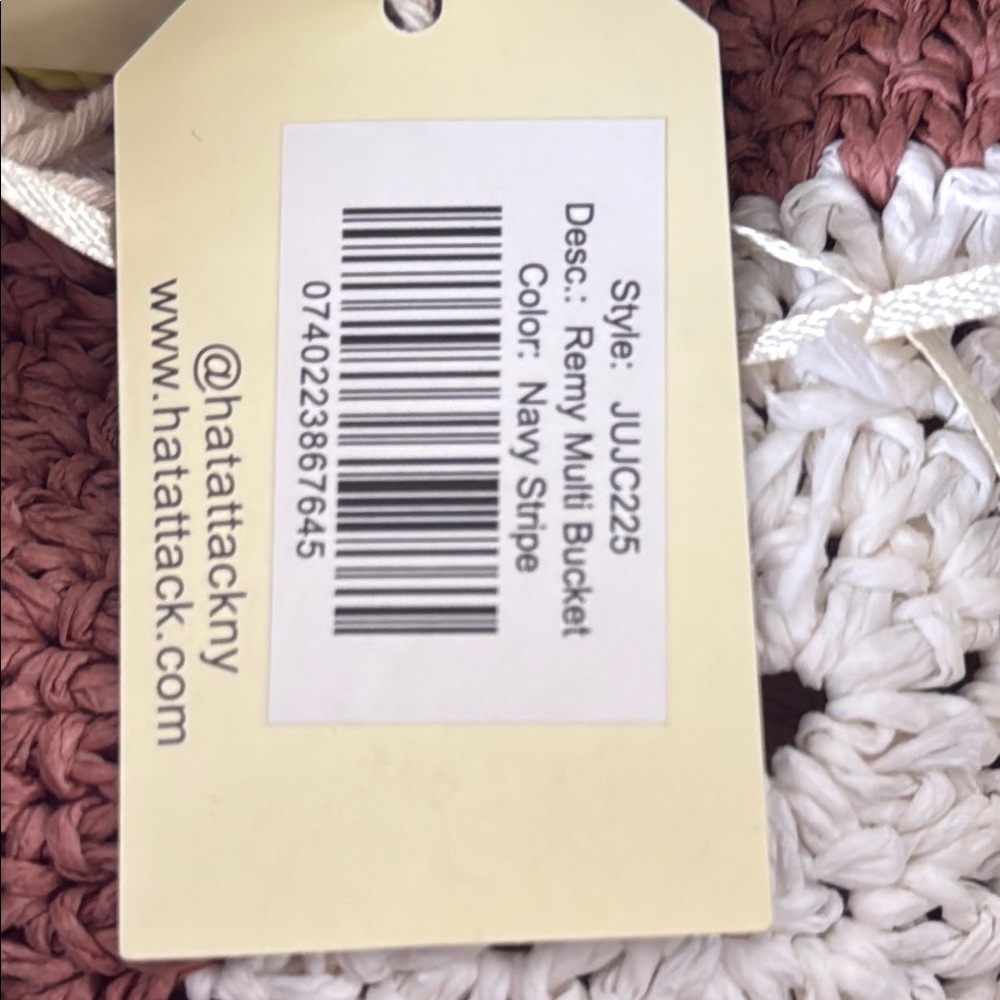 Hatattack Navy Striped Sun Har Crochet Multicolor NWT Beach - Picture 8 of 8